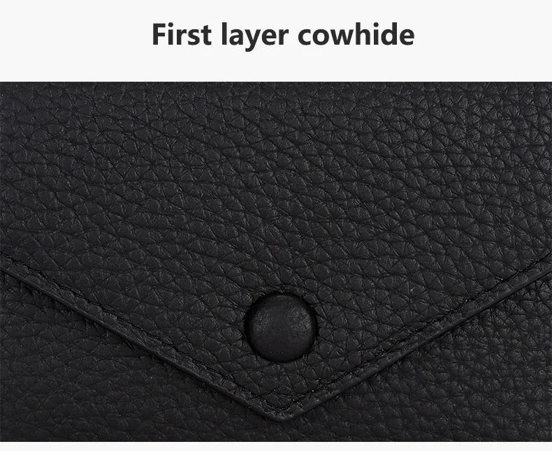 Ladies Genuine Leather Long Wallet Women's Large Capacity Clutch Wallet Envelope Multifunctional Mobile Phone Wallet Purse