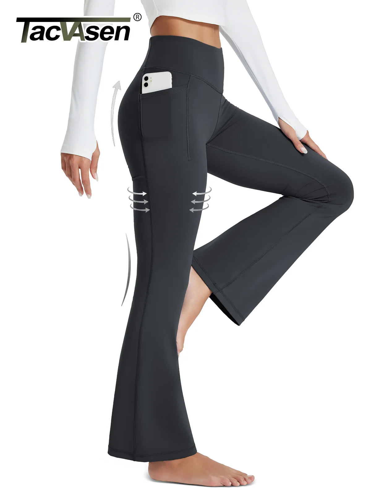 TACVASEN Womens Yoga Flare Leggings with Pocket  Wide Leg Stretch Moisture Wicking Pants High Waisted Tummy Control Yoga Pants