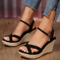 New Summer Fashion Sandals, Wedge-heeled Waterproof Platform, Thick-soled Roman Platform-soled Sandals, Large Size Women's Shoes