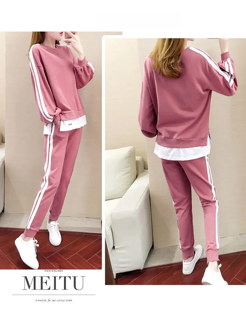 Casual Sportswear Set for Women Spring Autumn New Style Loose Fashionable Large Size Trendy Sweatshirt Best Friend Outfit