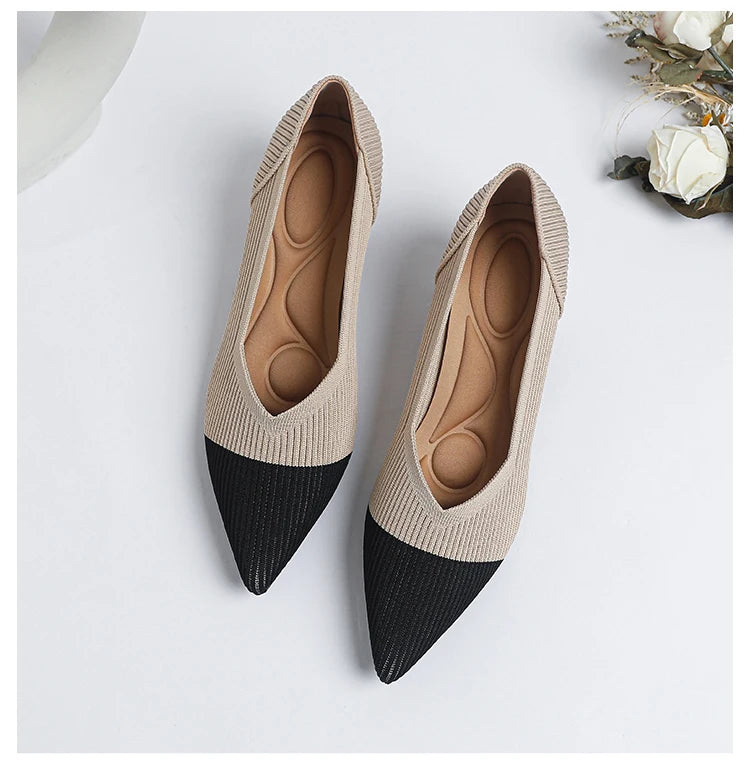 2026 New Women's High Heels Large 42/43 Fashion Pointed Anti slip Rubber Bottom Knitted Breathable Shoes