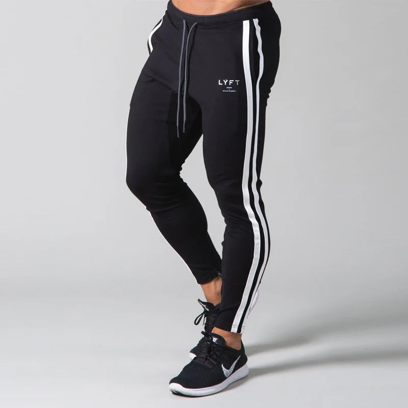 New Patchwork stripes Pants Men's Straight sports Clothing Solid color sweatpants Versatile Joggers Woven Casual Male Trousers