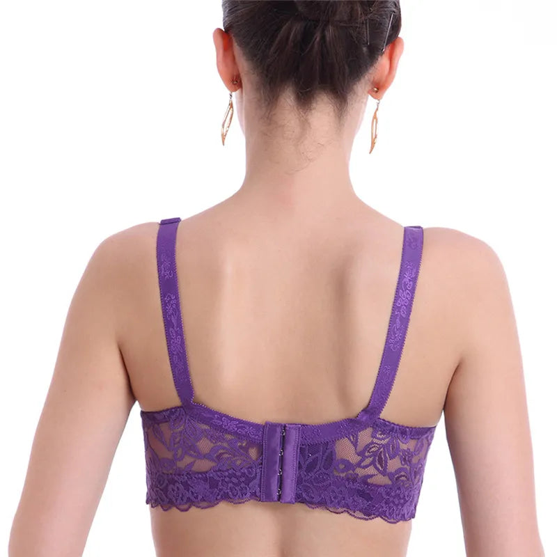 40 90 46 Underwear Plus Large Size Underwire Top Bh bralette Lace Sexy Women's Bra Intimates Deep V Brassiere B C D Cup Lace Bra