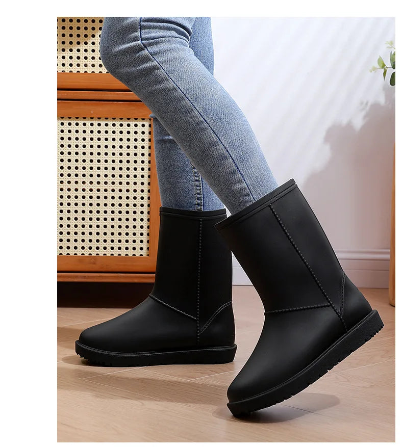 2025 New Women's Fashionable Low-Cut Soft-Soled Anti-Slip Rain Boots Waterproof Comfortable PVC Material for All Seasons