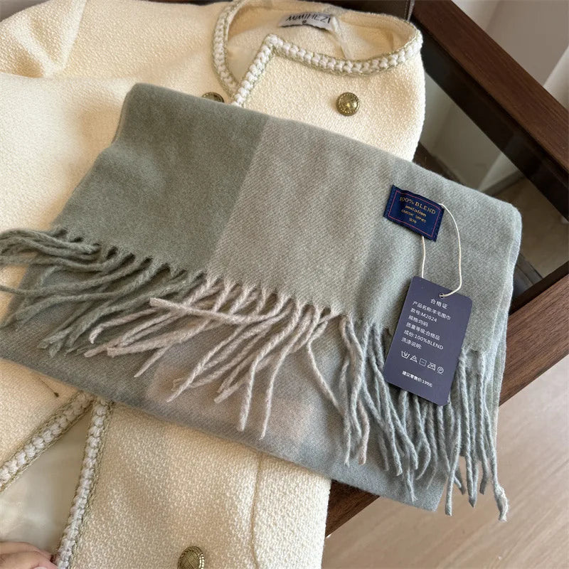 Faux Cashmere Plaid Scarf British Classic Style Light Luxury Unisex Warm Winter Autumn Neck Wrap for Couple