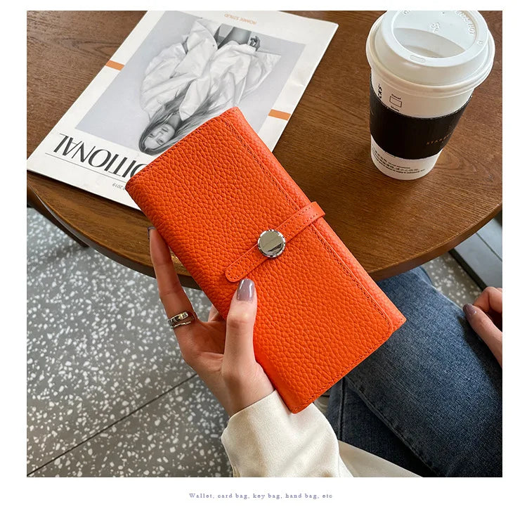Genuine Leather Wallet Women Long Clutch Fashion Luxury Brand Ladies Purses Card Holder Zipper Coin Pocket High Quality Billfold