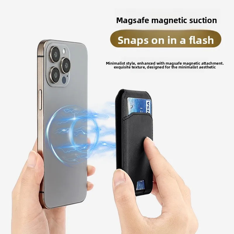 Luxury Strong Magnetic Leather Vertical Card Solt Credit ID Mobile Phone Back Pocket Wallet Case Phone Stand Shockproof Cover