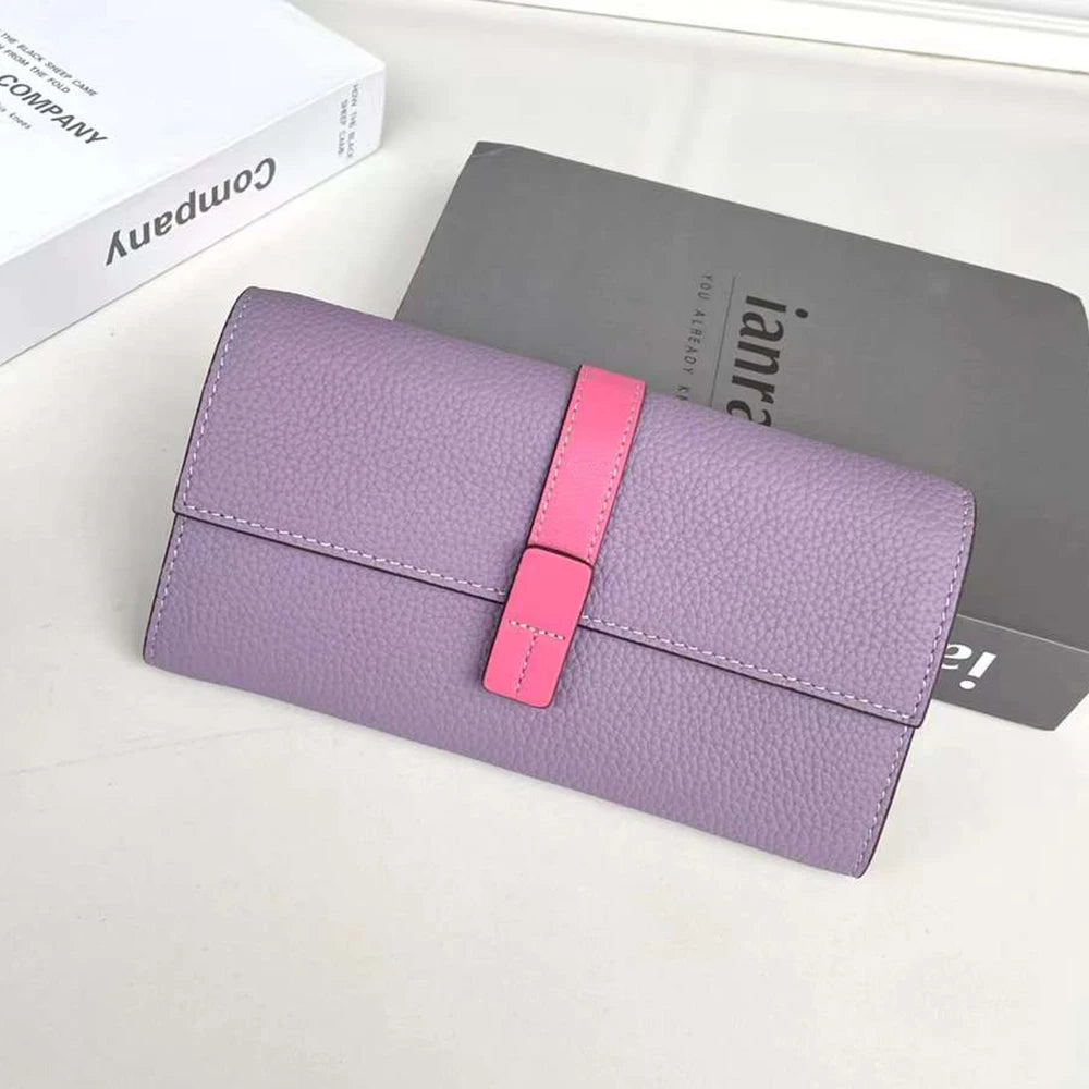 Luxury Genuine Leather Women Long Wallet Custom Name Female Card Holder Clutch Bag Fashion New Personalize Initials Purse Wallet