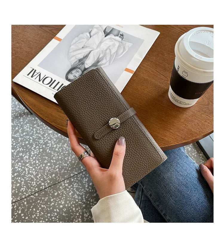 Genuine Leather Wallet Women Long Clutch Fashion Luxury Brand Ladies Purses Card Holder Zipper Coin Pocket High Quality Billfold