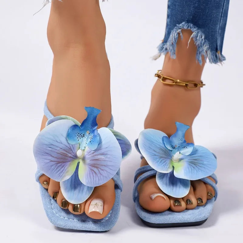 New Women Slip On Flower Slippers Comfort Daily Soft Sole Beach Vacation Slides 2026 Summer Ladies Concise Walking Shoes