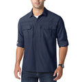 MAGCOMSEN Men UPF 50+ Safari Cargo Shirt Quick Dry Mesh Breathable Long Sleeve Zip Pockets Outdoor Hiking Fishing Work Tops