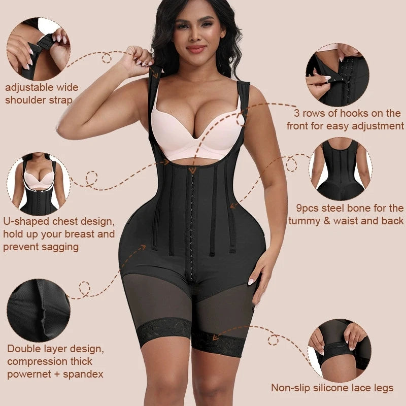 Fajas Colombian Shapewear Bodysuits Stage 2 Post-surgery Corset High Compression Slimming Waist Trainer Slim Body Shaper Girdles