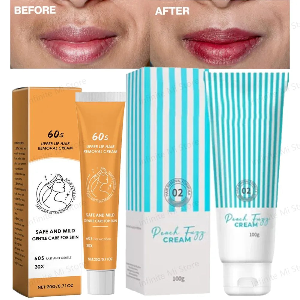 Lip Hair Remover For Men Women Painless Gentle Facial Lip Hair Removal Cream Moisturizing Gel Epilation Skin Care 20g/100g