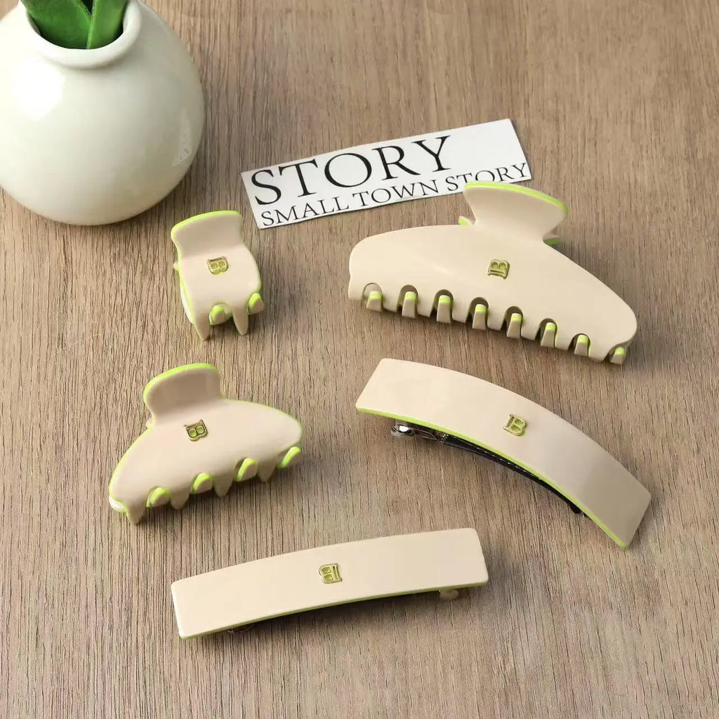 Korean Version of Letter B Hairpin Acetic Acid Arc Grab Clip Girl High Ponytail Premium Hair Accessories Crab Hair Claws