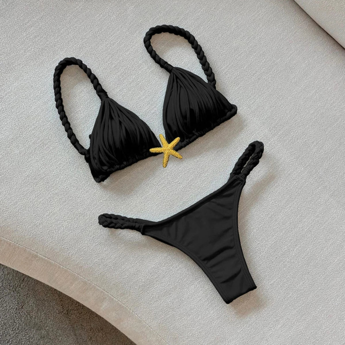 2025 New Five-pointed Star Brazilian Bikini Swimwear Women's Braided Rope Swimsuit Two Piece Set Female Sexy Mujer Beachwear