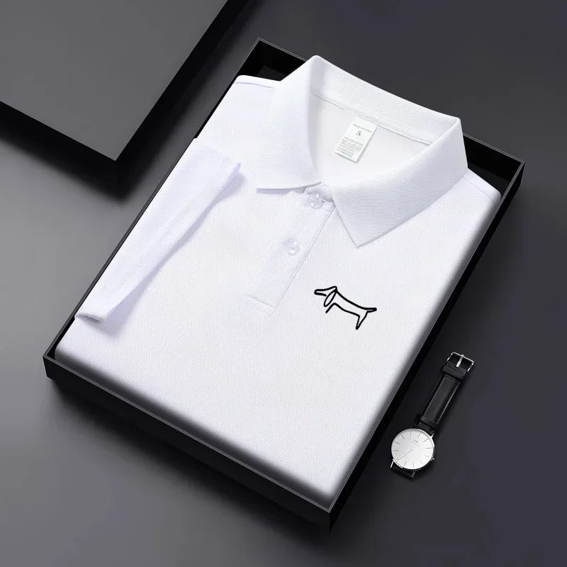 2026 New Summer Premium Solid Color Men's Golf Collar Breathable Fabric Social Casual Top Men's Collar T-shirt