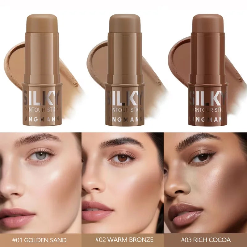 Tri-Color Multi-Functional Face Brightening Contour Stick Contouring &Brightening Skin-Perfecting Stick Waterproof Concealer Pen
