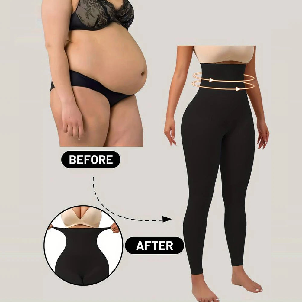 High Waisted Tummy Control Compression Shapewear Leggings For Women Butt Lifting Yoga Pants Body Shaper Footless Tights