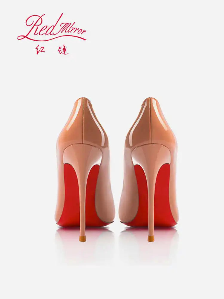 Women Heels Naked Color Women's Elegant High Heel Luxury Black Shoes Woman 2026 Red Shiny Bottoms Pointed Toe Party Ladies Women