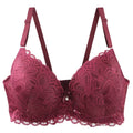 New Sexy Floral Lace Kint Underwire Push Up Bras Padded Bow Thin Mold CDE Cup Underwear For Women Plus Size Breathable Lingerie