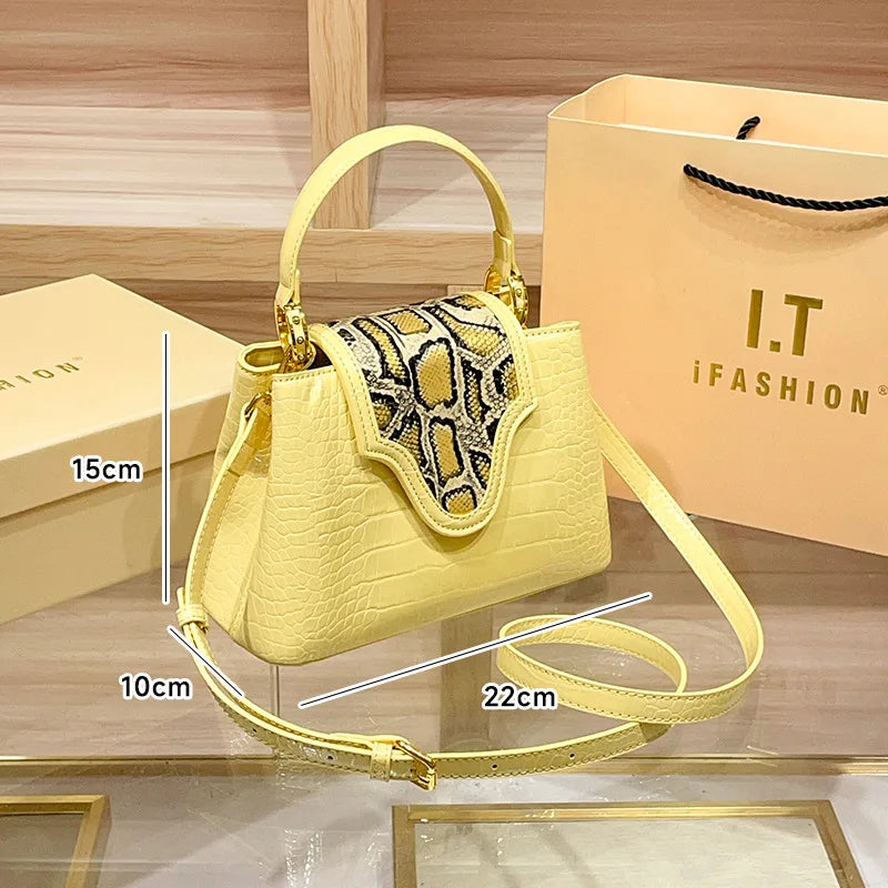Luxury Designer Brand New High Quality Leather Snake Crocodile Handbag Women's Fashion Shoulder Crossbody Bag Bolsos De Mujer