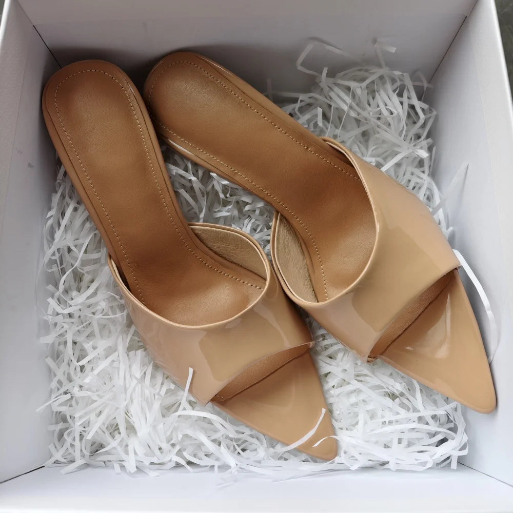 FEDONAS Ins Big Size Women Genuine Leather High Heels Sandals Sexy Pointed Toe Party Wedding Summer Shoes Prom Pumps