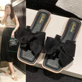 Fashion women's smooth slippers small Xinhong style French-style square toe high-end summer beach and outdoor slippers Advanced