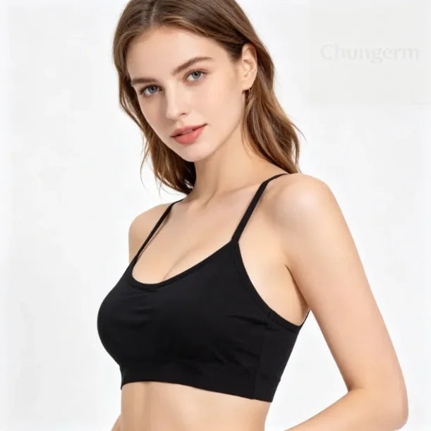 Sports Undertop Women Yoga Fitness Seamless Crop Top Wide Letter Straps Comfortable Workout Activewear Back Without Underwire I