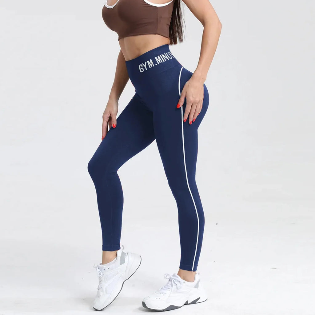 Seamless High Gym Waist Women Yoga Pants Color Contrast Sports Legging Hip Lift Gym Fitness Tights Quick Dry Workout Pants