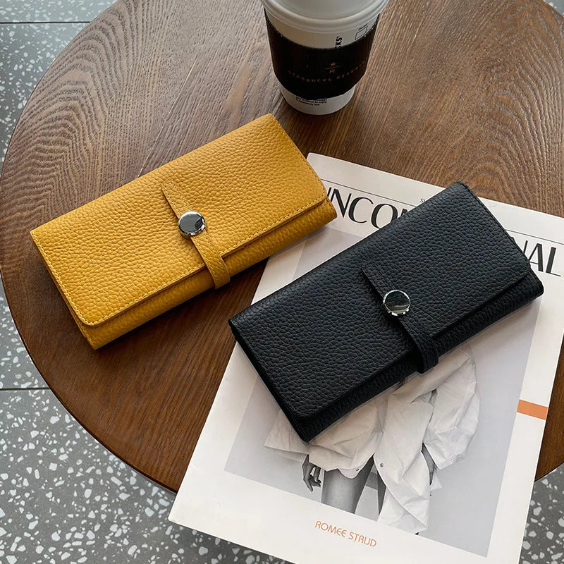 Genuine Leather Wallet Women Long Clutch Fashion Luxury Brand Ladies Purses Card Holder Zipper Coin Pocket High Quality Billfold
