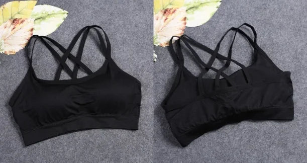 Sports Undertop Women Yoga Fitness Seamless Crop Top Wide Letter Straps Comfortable Workout Activewear Back Without Underwire I