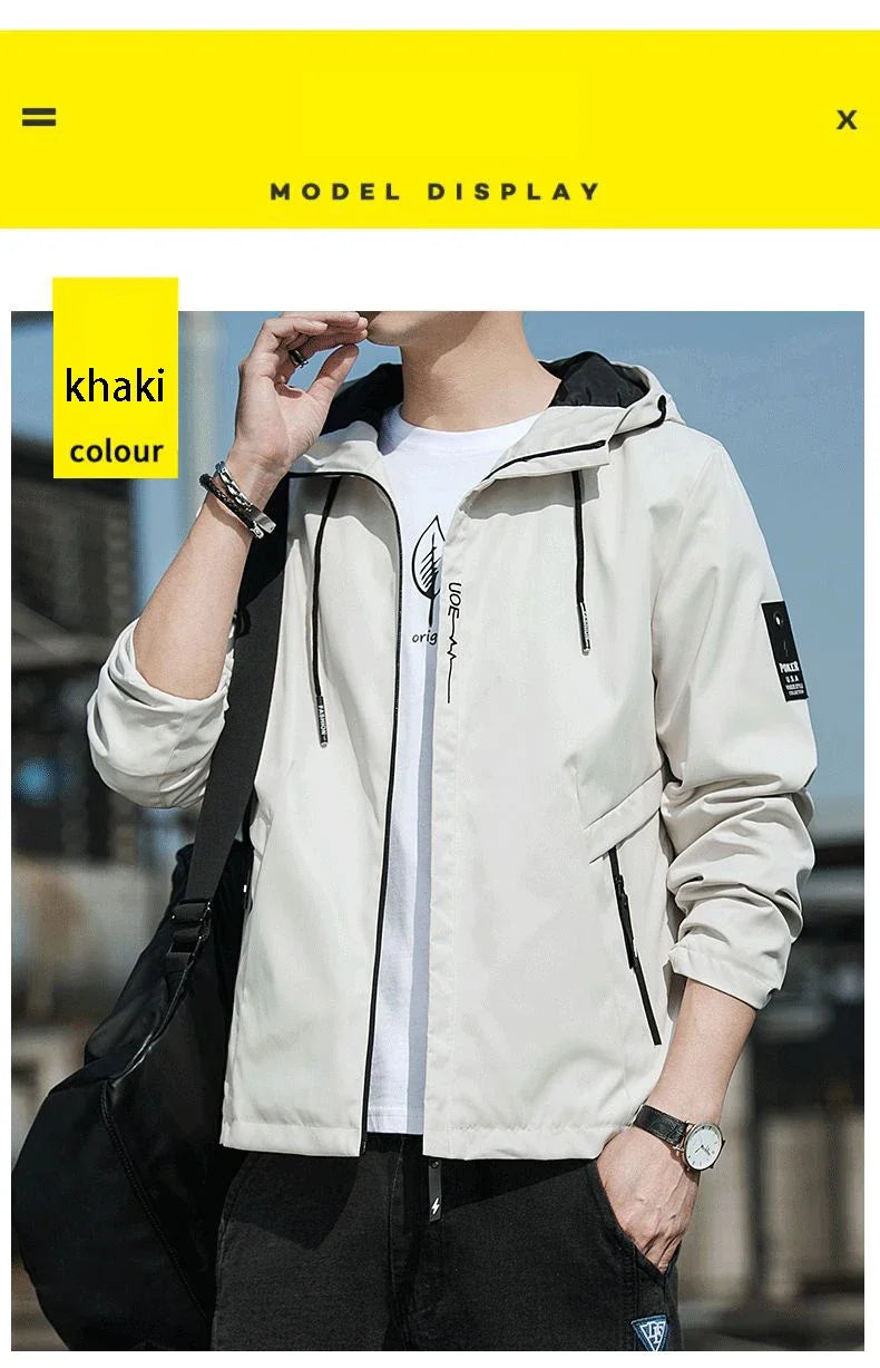 NewMen Long Sleeve Hip Hop Streetwear Coats Spring Men's Bomber Jackets Fashion Korean with Hood Golf Windbreaker Aviator Jacket