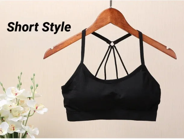 Sports Undertop Women Yoga Fitness Seamless Crop Top Wide Letter Straps Comfortable Workout Activewear Back Without Underwire I