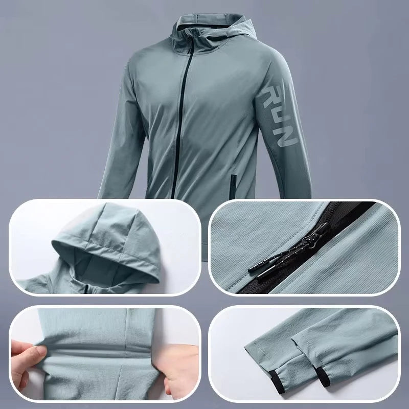 Men's Early Autumn Running Quick-Dry Sportswear Set Varying Weather Cycling Jacket Fitness Casual Athletes Training Outdoorwear