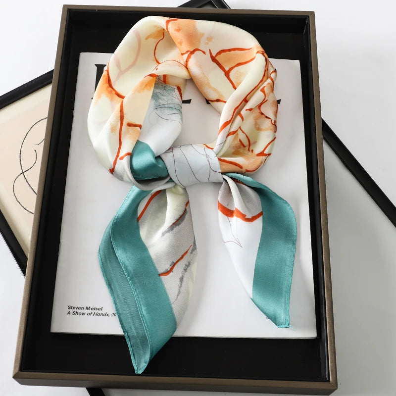 New Satin Shawl Design Wild leopard Print Silk Square Women neck scarves Wrap Headkerchief Beach Hair Band women's bandana
