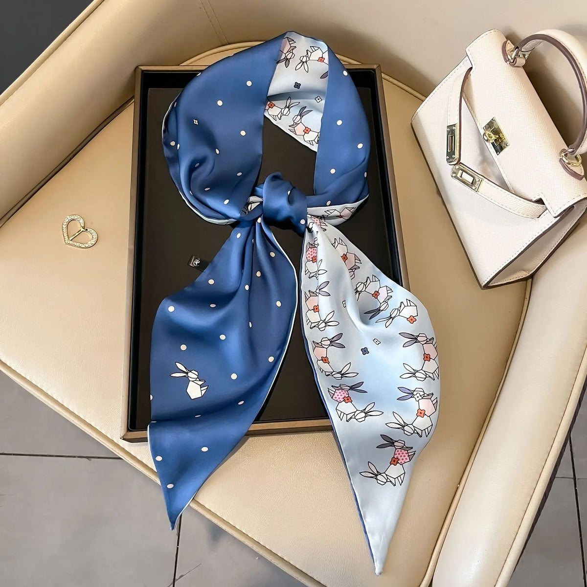 Luxury Long Neckerchief Skinny Hair Bands Women Silk Scarfs Fashion Headbands Bag Scarves Print Hairband Neck Scarf For Ladies