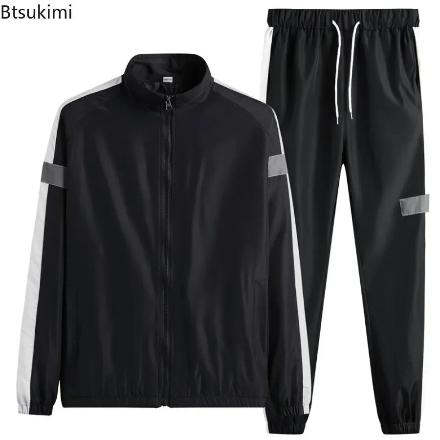 2026 New Men's Casual Sets Men Tracksuit Oversized Trend Patchwork Design Hooded Jacket+pants Two-pieces Men Running Sports Suit