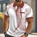 Summer Fashion Short Sleeve Men's Polo Shirt Striped 3D Printed Lapel Men's Top High Quality Men's Shirt Casual Wear