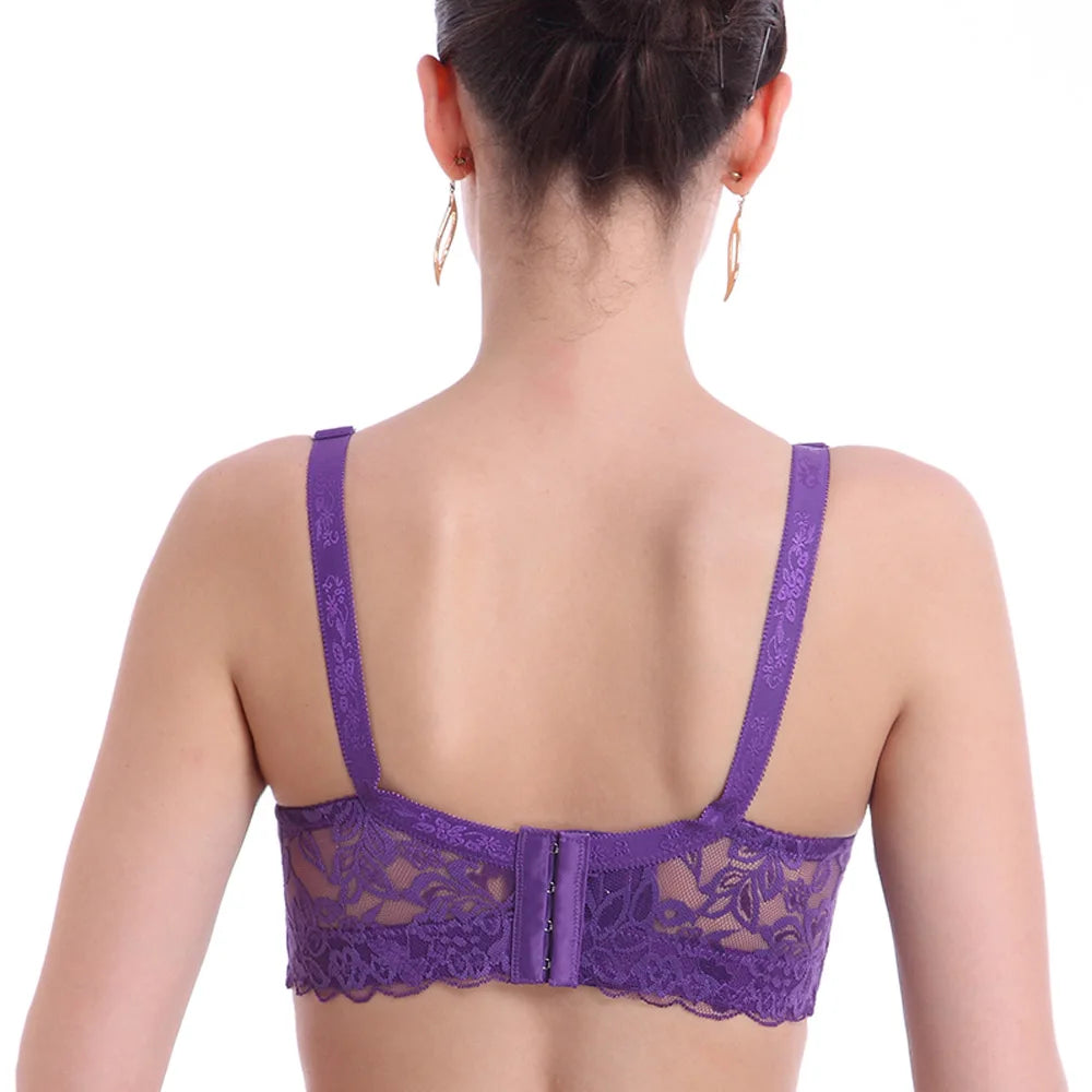 Women Push Up Black Lingerei Sexy Bra Underwire Thin Cotton Padded Lace Sheer Minimizer Bra Big Bust 80-115 B C D Cup Bra C3306