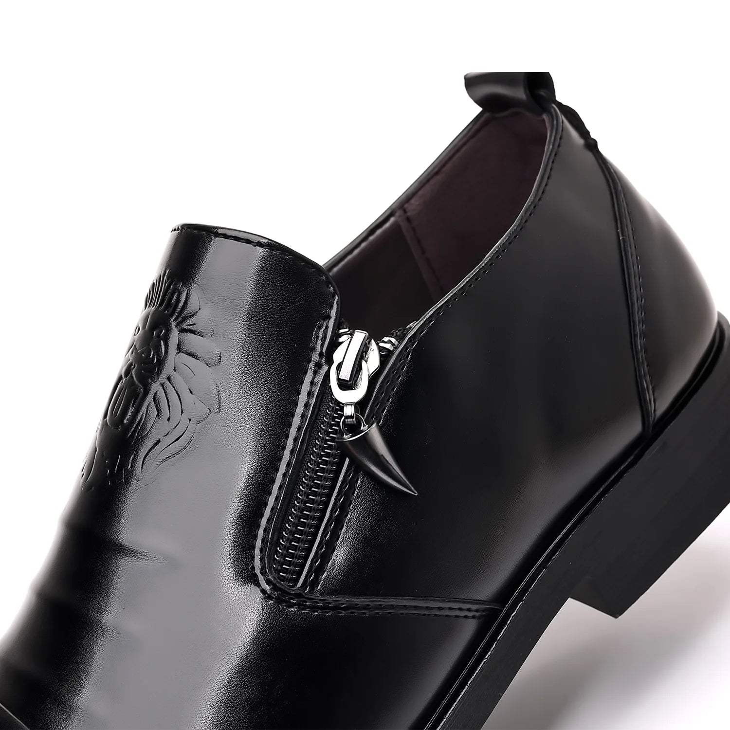 Luxury Men Oxford Shoes Retro Lion Head Zip Men Dress Shoes Office Business Loafer High Quality Men Party Wedding Shoes 2024 New