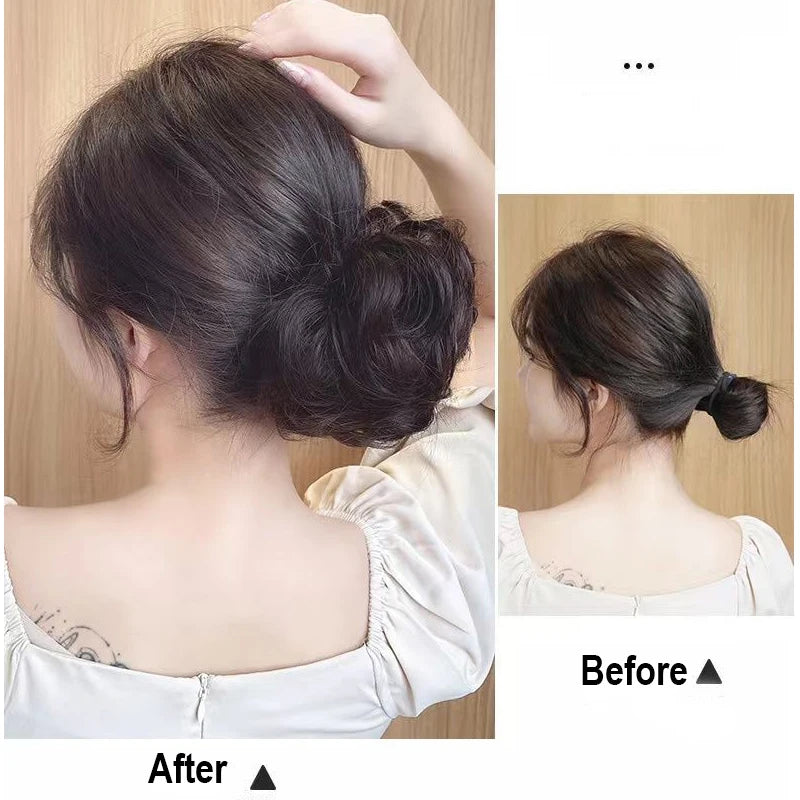 Sunslymei Synthetic Hair Bun Grab Clip in Chignon Hairpiece Curly Messy Ponytail Hair Extensions Scrunchie Hairpieces for Women