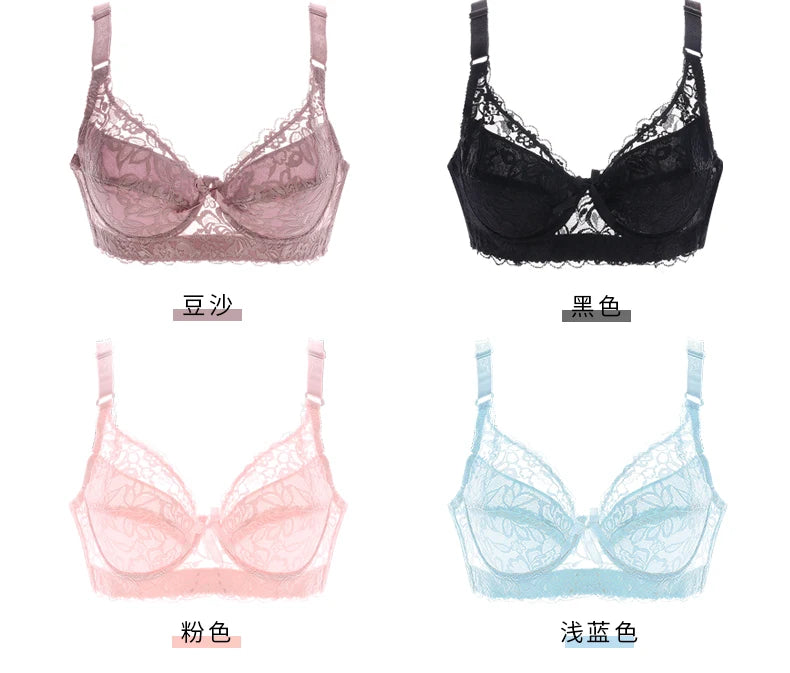40 90 46 Underwear Plus Large Size Underwire Top Bh bralette Lace Sexy Women's Bra Intimates Deep V Brassiere B C D Cup Lace Bra