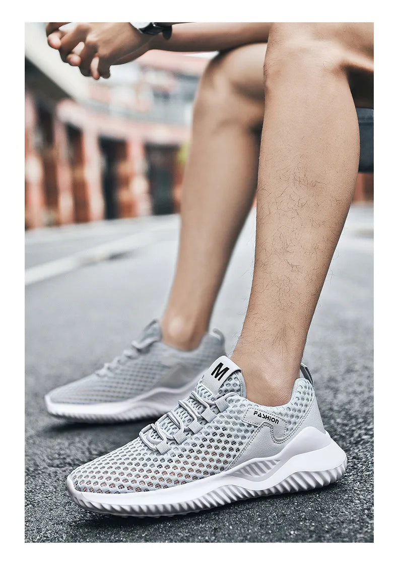 New White Mesh Sneakers Man Casual Shoes Breathable Summer Sneakers Men Shoes Outdoor Walking Sneakers Lightweight Tennis Shoes