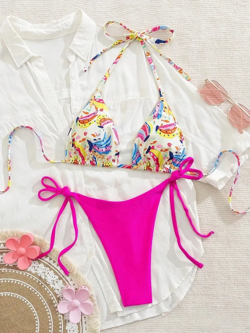 Bikini Set Print Swimsuit Beach Sexy Ladies Swimwear Seaside Vacation Bathing Suit Women Biquine Brasileiro Купальник Женский