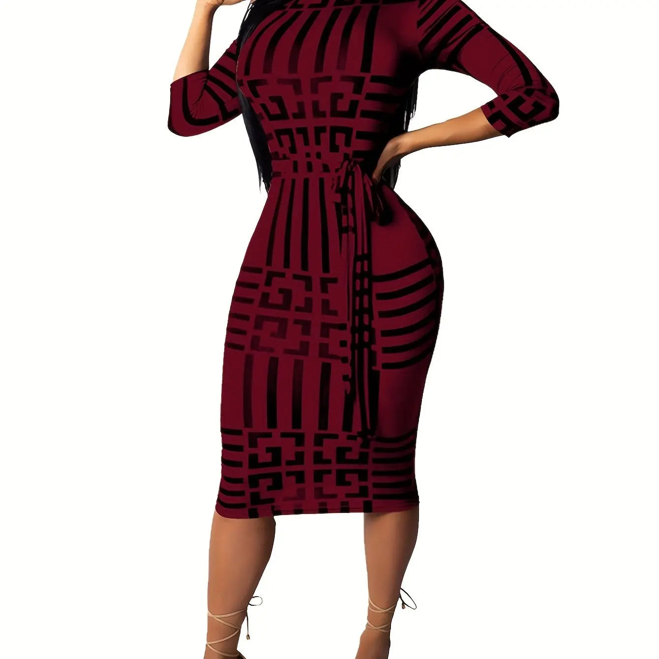 Fashion Women Spring Fall Elegant Dress Long Sleeve Sexy Mini Bandage Dresses Letter Print Midi Dress