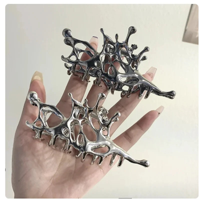 Fashion Gothic geometric metal hair clip shark women's hair clip: anti slip grip, suitable for all hairstyles