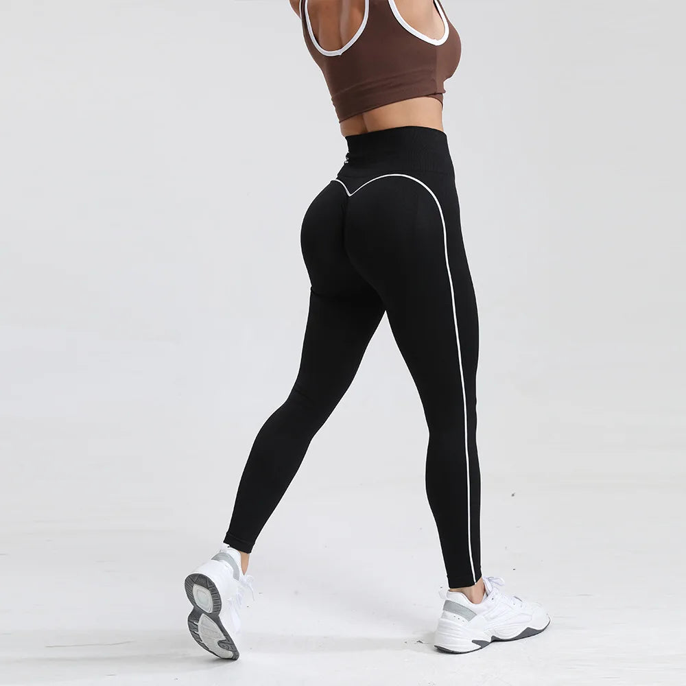 Seamless High Gym Waist Women Yoga Pants Color Contrast Sports Legging Hip Lift Gym Fitness Tights Quick Dry Workout Pants
