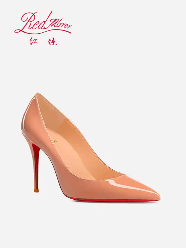 Women Heels Naked Color Women's Elegant High Heel Luxury Black Shoes Woman 2026 Red Shiny Bottoms Pointed Toe Party Ladies Women