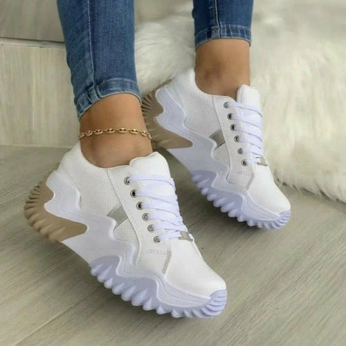 Women's Thick Sole Canvas Sneakers - Summer Casual Shoes