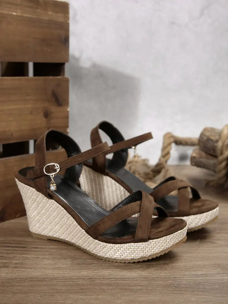 New Summer Fashion Sandals, Wedge-heeled Waterproof Platform, Thick-soled Roman Platform-soled Sandals, Large Size Women's Shoes